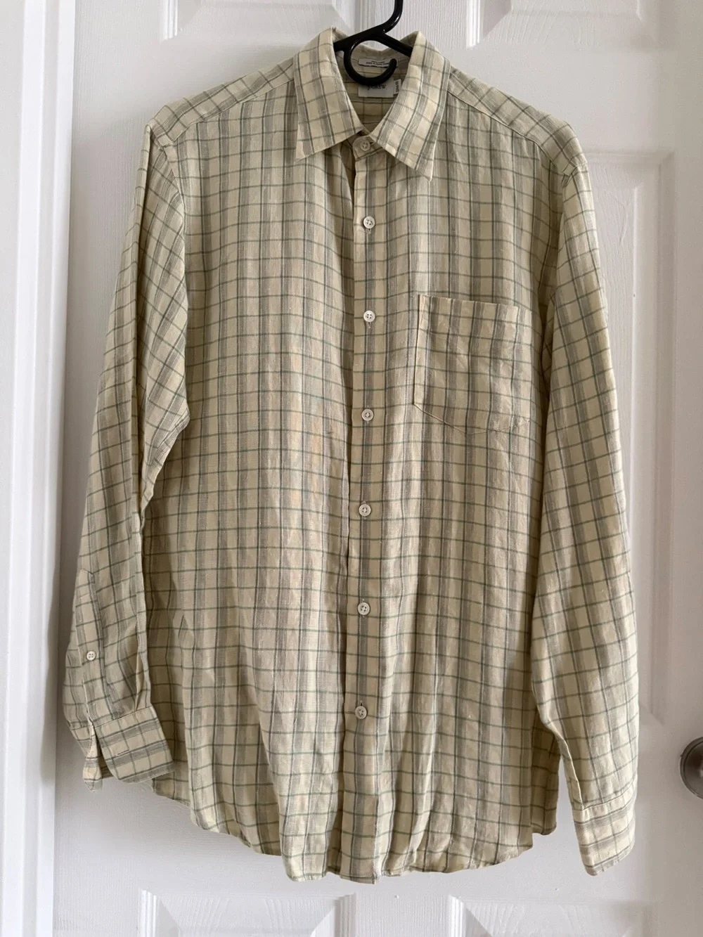 J. Crew Men's Beige Plaid Button-Down Shirt